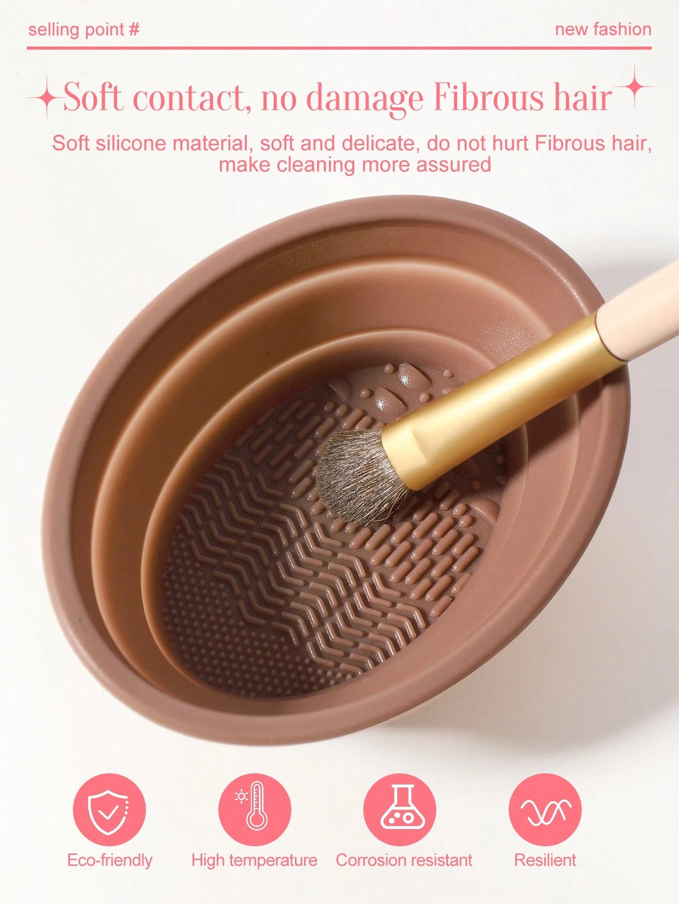1pc Foldable Silicone Makeup Brush Cleaning Bowl- Etercycle Portable Cleaning Tool For Makeup Brushes, Puffs And Sponges