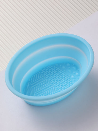 1pc Foldable Silicone Makeup Brush Cleaning Bowl- Etercycle Portable Cleaning Tool For Makeup Brushes, Puffs And Sponges