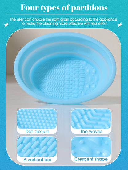 1pc Foldable Silicone Makeup Brush Cleaning Bowl- Etercycle Portable Cleaning Tool For Makeup Brushes, Puffs And Sponges