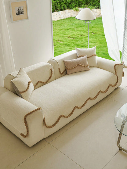 1PC French Countryside Style Irregular-Edge Sofa Cushion Cover – Chenille Four-Season Universal Non-Slip Seat Pad, New Style Machine Washable Sofa Throw Cover Protector