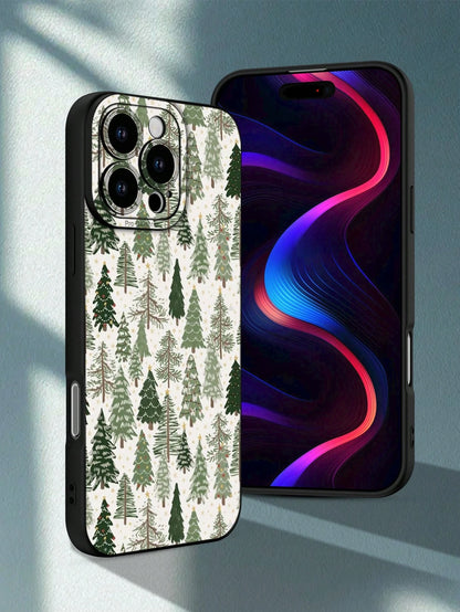 1pc Fresh Pine Forest Pattern Phone Case With Raised Camera Edge And Edge Protection TPU Cover, Compatible With IPhone 16/15/14/13/12/11 Pro Max, Galaxy S25/S24/S23/S21 And A54/A53/A52/A34/A15 Series