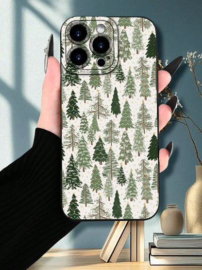 1pc Fresh Pine Forest Pattern Phone Case With Raised Camera Edge And Edge Protection TPU Cover, Compatible With IPhone 16/15/14/13/12/11 Pro Max, Galaxy S25/S24/S23/S21 And A54/A53/A52/A34/A15 Series