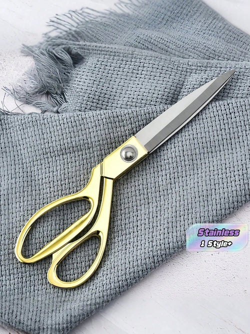 1pc Gold Fabric Scissors, Stainless Steel Sharp Tailor Shears, Clothing Scissors, Professional Heavy Duty Sewing Tailoring Scissors