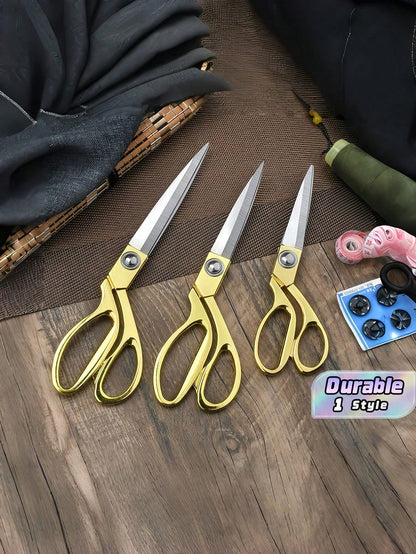 1pc Gold Fabric Scissors, Stainless Steel Sharp Tailor Shears, Clothing Scissors, Professional Heavy Duty Sewing Tailoring Scissors