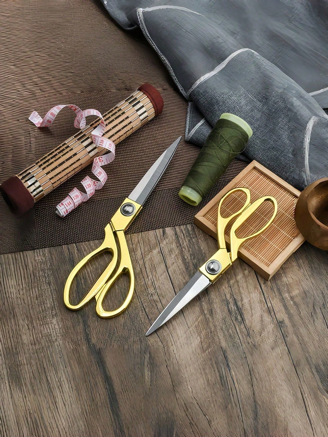 1pc Gold Fabric Scissors, Stainless Steel Sharp Tailor Shears, Clothing Scissors, Professional Heavy Duty Sewing Tailoring Scissors