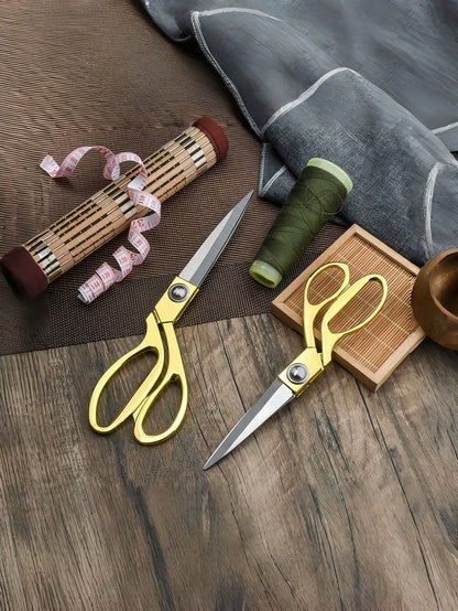 1pc Gold Fabric Scissors, Stainless Steel Sharp Tailor Shears, Clothing Scissors, Professional Heavy Duty Sewing Tailoring Scissors