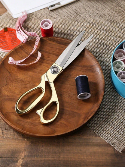 1pc Gold Fabric Scissors, Stainless Steel Sharp Tailor Shears, Clothing Scissors, Professional Heavy Duty Sewing Tailoring Scissors