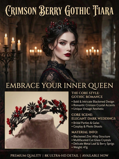 1pc Gothic Black Crystal Floral Tiara Crown Halloween Costume Headband Dark Fairy Bridal Hair Accessories For Women
