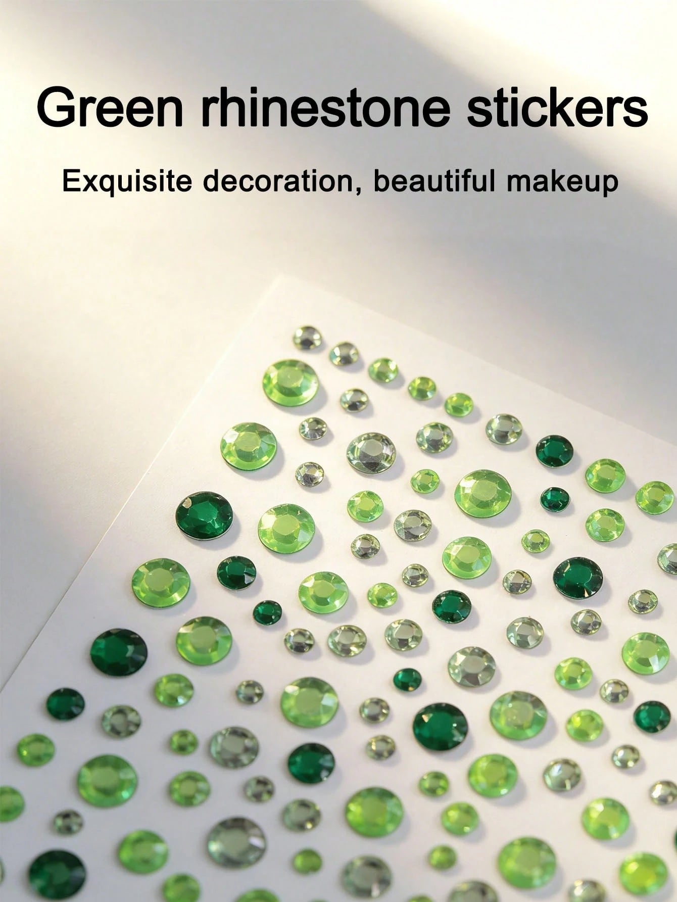 1pc Green Ombre Diamond Face Sticker, Music Festival Makeup, Stage Makeup, Face Decor Rhinestone Sticker, Waterproof Self-Adhesive Elf Makeup Tear Rhinestone Sticker, Creative Makeup Decor Sticker,Con