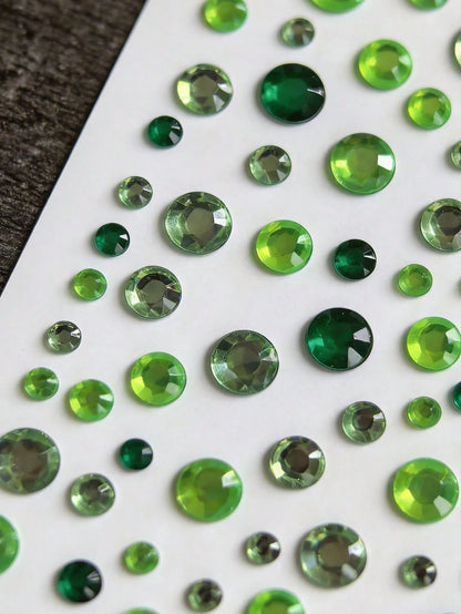 1pc Green Ombre Diamond Face Sticker, Music Festival Makeup, Stage Makeup, Face Decor Rhinestone Sticker, Waterproof Self-Adhesive Elf Makeup Tear Rhinestone Sticker, Creative Makeup Decor Sticker,Con