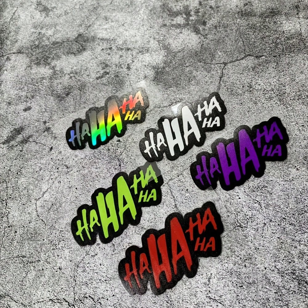 1pc HAHAHA Waterproof Cartoon Sticker| Funny Black And White Design, Easy To Paste, Scratch-Resistant, Suitable For Tablet, Motorcycle, Car, Bicycle And Electric Vehicle| Self-Adhesive, Glossy, Dura