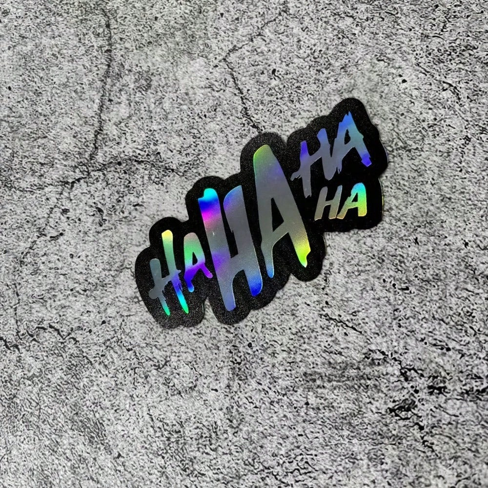 1pc HAHAHA Waterproof Cartoon Sticker| Funny Black And White Design, Easy To Paste, Scratch-Resistant, Suitable For Tablet, Motorcycle, Car, Bicycle And Electric Vehicle| Self-Adhesive, Glossy, Dura