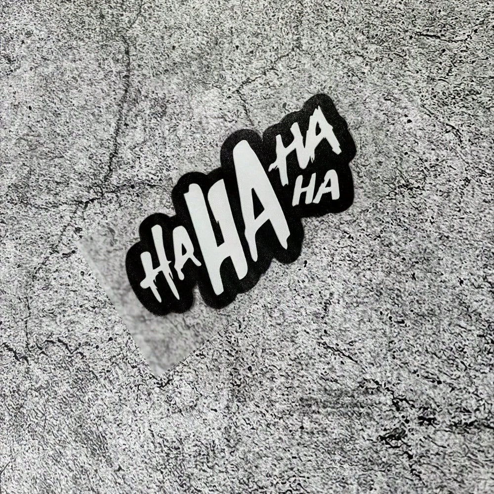 1pc HAHAHA Waterproof Cartoon Sticker| Funny Black And White Design, Easy To Paste, Scratch-Resistant, Suitable For Tablet, Motorcycle, Car, Bicycle And Electric Vehicle| Self-Adhesive, Glossy, Dura