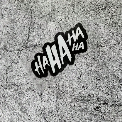 1pc HAHAHA Waterproof Cartoon Sticker| Funny Black And White Design, Easy To Paste, Scratch-Resistant, Suitable For Tablet, Motorcycle, Car, Bicycle And Electric Vehicle| Self-Adhesive, Glossy, Dura