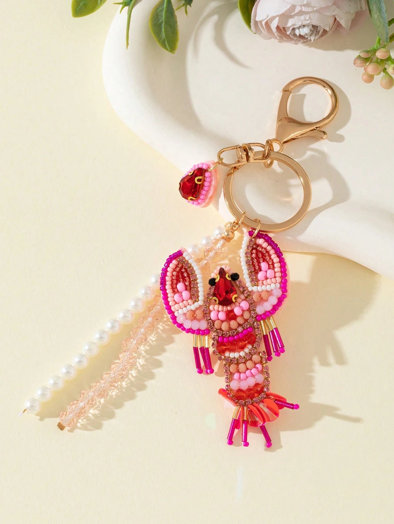 1pc Handmade Beaded Lobster Shaped Decorative Charm For Women Handbag Festival Graduation Teacher Appreciation Gifts Birthday Gift Mother Gifts Mothers Day Gift Holiday Essentials Graduation Gifts Cut