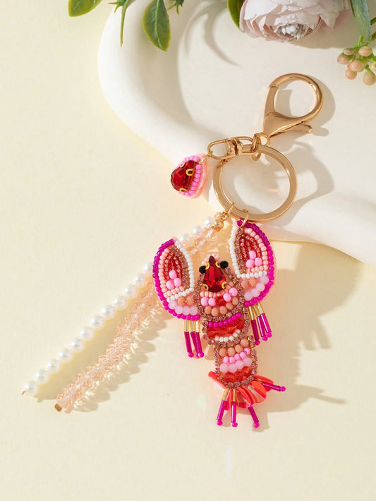 1pc Handmade Beaded Lobster Shaped Decorative Charm For Women Handbag Festival Graduation Teacher Appreciation Gifts Birthday Gift Mother Gifts Mothers Day Gift Holiday Essentials Graduation Gifts Cut