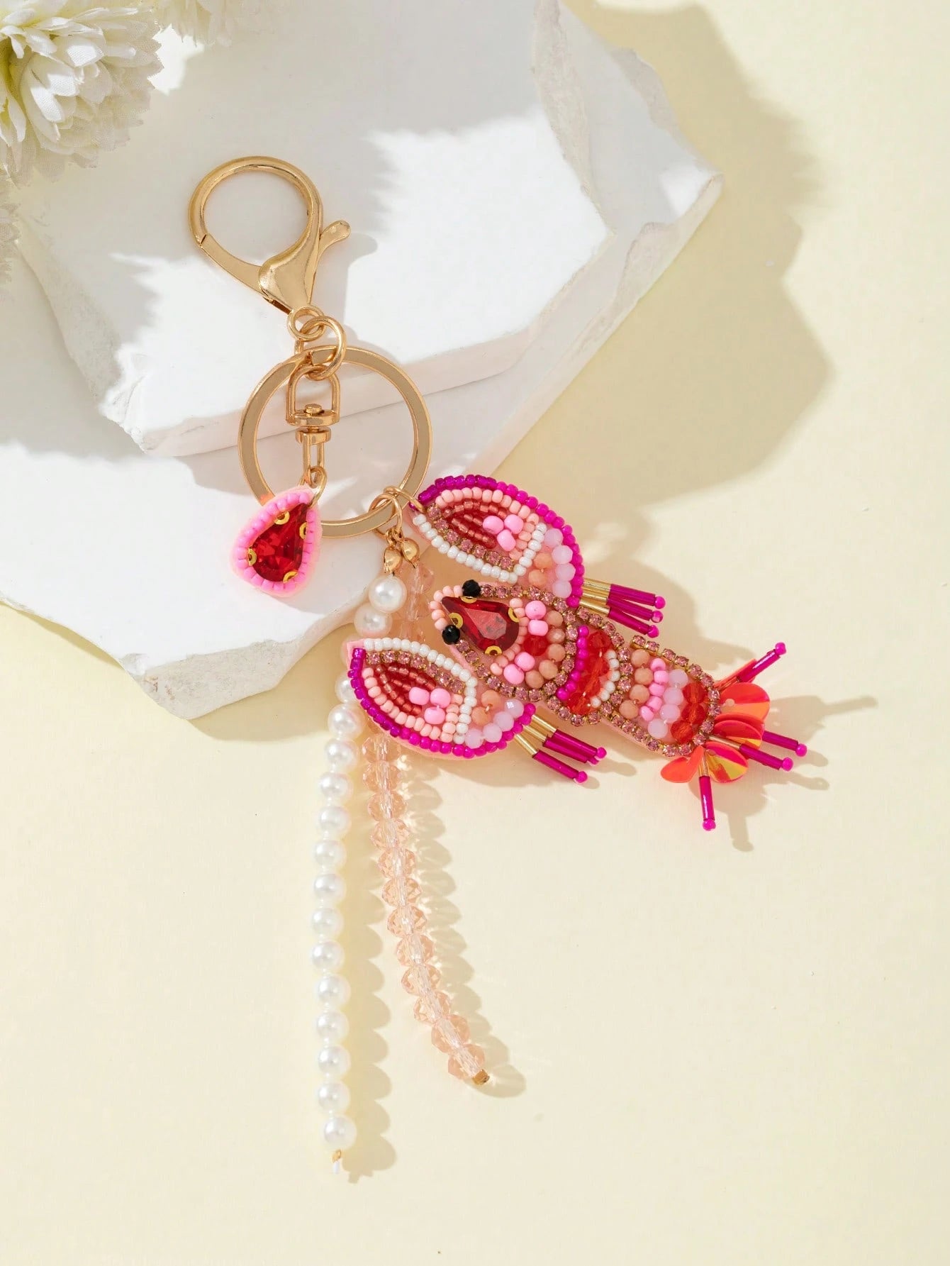 1pc Handmade Beaded Lobster Shaped Decorative Charm For Women Handbag Festival Graduation Teacher Appreciation Gifts Birthday Gift Mother Gifts Mothers Day Gift Holiday Essentials Graduation Gifts Cut