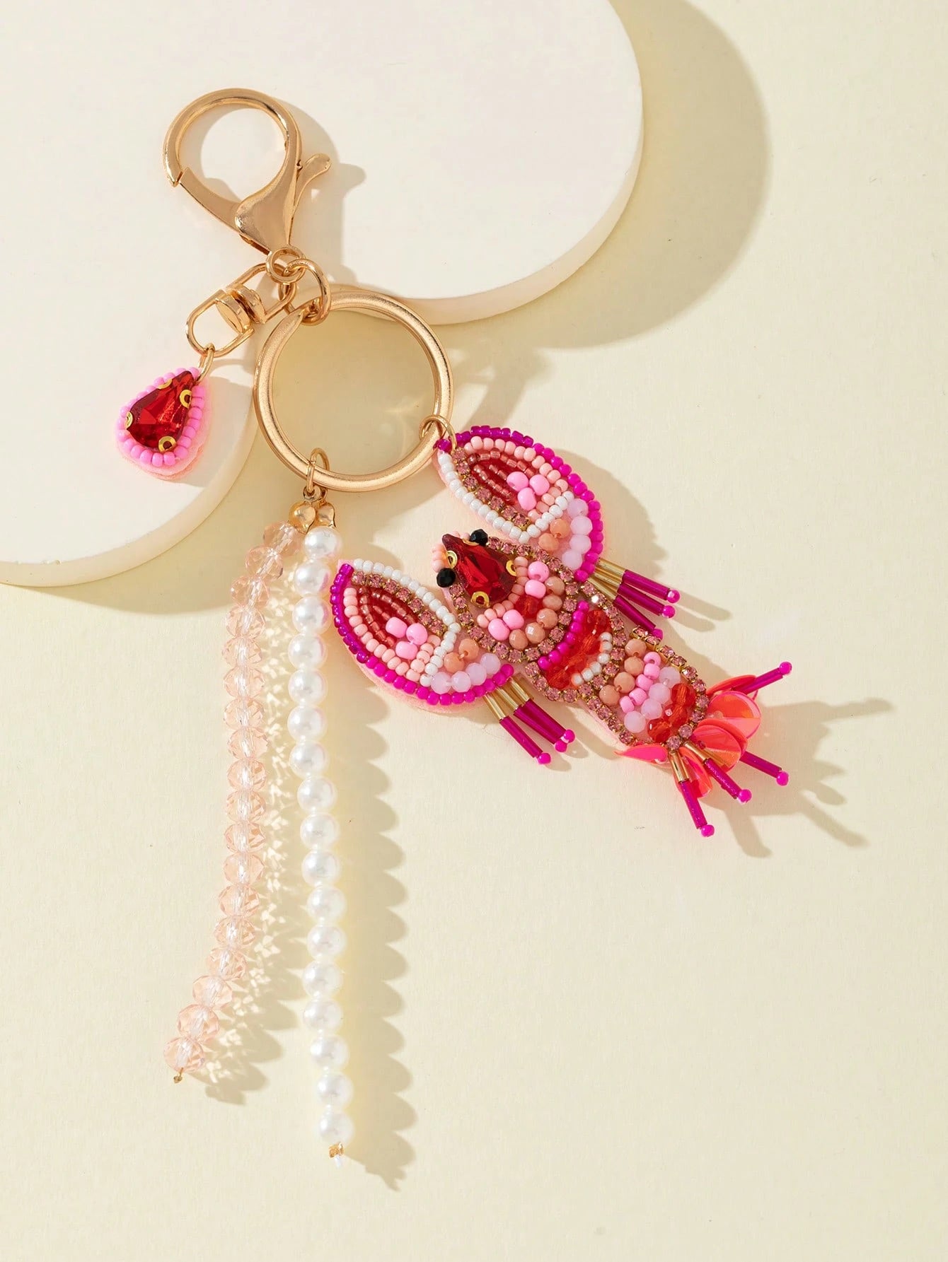 1pc Handmade Beaded Lobster Shaped Decorative Charm For Women Handbag Festival Graduation Teacher Appreciation Gifts Birthday Gift Mother Gifts Mothers Day Gift Holiday Essentials Graduation Gifts Cut