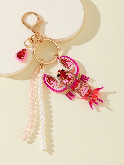 1pc Handmade Beaded Lobster Shaped Decorative Charm For Women Handbag Festival Graduation Teacher Appreciation Gifts Birthday Gift Mother Gifts Mothers Day Gift Holiday Essentials Graduation Gifts Cut