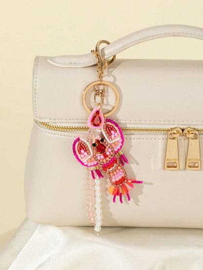 1pc Handmade Beaded Lobster Shaped Decorative Charm For Women Handbag Festival Graduation Teacher Appreciation Gifts Birthday Gift Mother Gifts Mothers Day Gift Holiday Essentials Graduation Gifts Cut