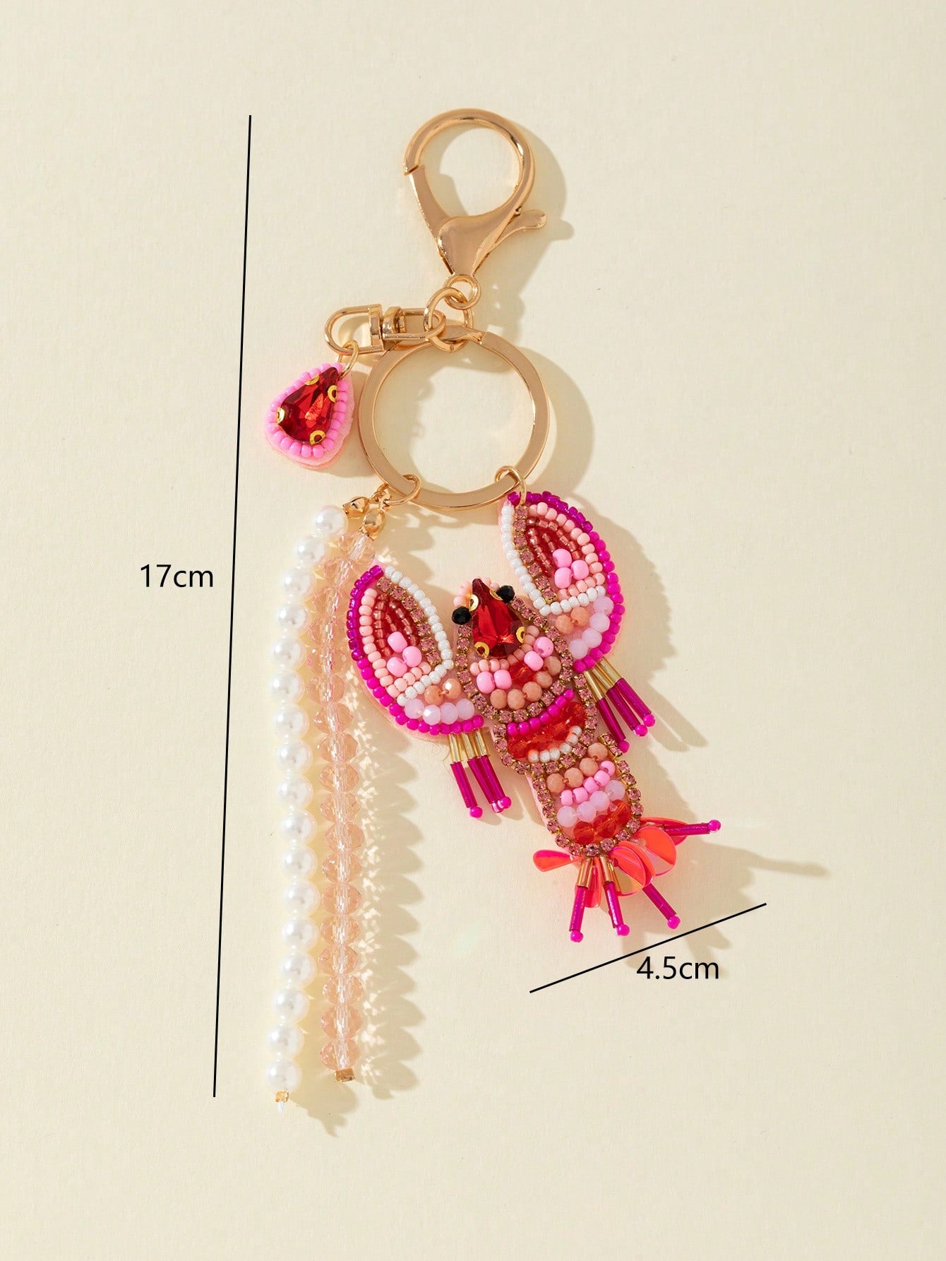 1pc Handmade Beaded Lobster Shaped Decorative Charm For Women Handbag Festival Graduation Teacher Appreciation Gifts Birthday Gift Mother Gifts Mothers Day Gift Holiday Essentials Graduation Gifts Cut