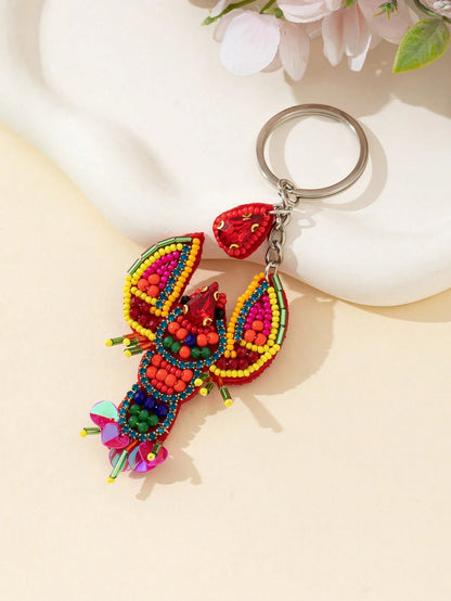 1pc Handmade Beaded Lobster Shaped Decorative Charm For Women Handbag Festival Graduation Teacher Appreciation Gifts Birthday Gift Mother Gifts Mothers Day Gift Holiday Essentials Graduation Gifts Cut