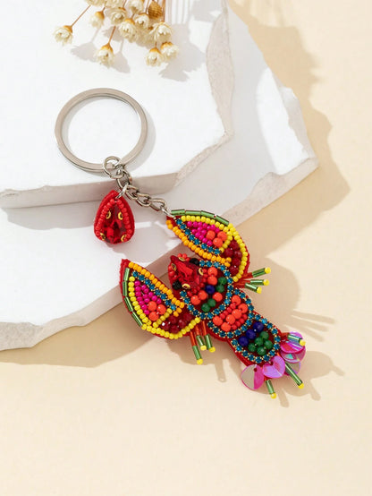 1pc Handmade Beaded Lobster Shaped Decorative Charm For Women Handbag Festival Graduation Teacher Appreciation Gifts Birthday Gift Mother Gifts Mothers Day Gift Holiday Essentials Graduation Gifts Cut