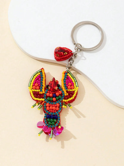 1pc Handmade Beaded Lobster Shaped Decorative Charm For Women Handbag Festival Graduation Teacher Appreciation Gifts Birthday Gift Mother Gifts Mothers Day Gift Holiday Essentials Graduation Gifts Cut