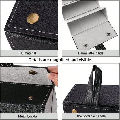 1PC Hanging 4/5/6 Slot Collapsible & Foldable Sunglasses Organizer With Detachable Handle & Wall-Mountable Design, Premium PU Leather Multiple Eyewear Storage Case With Magnetic Closure, Travel-Friend