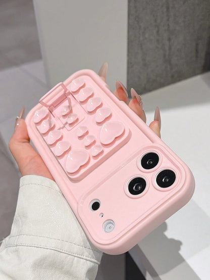 1pc Heart-Shaped Silicone Suction Cup Phone Case With Stand, Compatible With IPhone 17 Pro Max/17 Pro/17/17 Air, 16 Pro Max/16 Pro/16/16 Plus, 15 Pro Max/15 Pro/15, New 14 Pro Max/13 Pro/13/12/11/X/XR