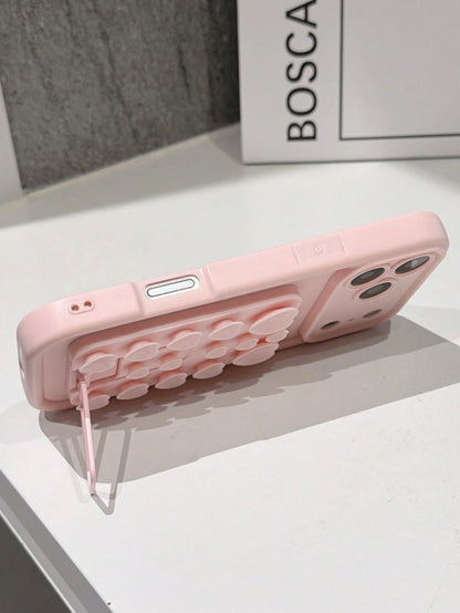 1pc Heart-Shaped Silicone Suction Cup Phone Case With Stand, Compatible With IPhone 17 Pro Max/17 Pro/17/17 Air, 16 Pro Max/16 Pro/16/16 Plus, 15 Pro Max/15 Pro/15, New 14 Pro Max/13 Pro/13/12/11/X/XR