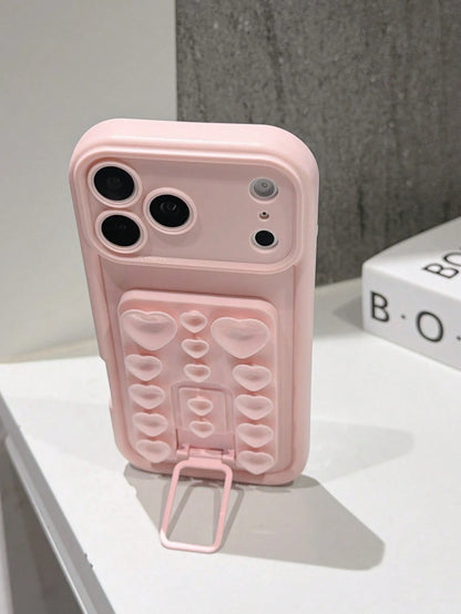 1pc Heart-Shaped Silicone Suction Cup Phone Case With Stand, Compatible With IPhone 17 Pro Max/17 Pro/17/17 Air, 16 Pro Max/16 Pro/16/16 Plus, 15 Pro Max/15 Pro/15, New 14 Pro Max/13 Pro/13/12/11/X/XR