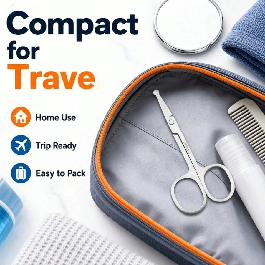 1pc High-Quality Curved Precision Scissors| Manual Non-Electric Design, Suitable For Eyebrow, Beard And Sideburn Trimming, Shaping, Grooming, Lightweight And Portable, Beauty Tool, Manual Nose Hair T