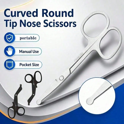 1pc High-Quality Curved Precision Scissors| Manual Non-Electric Design, Suitable For Eyebrow, Beard And Sideburn Trimming, Shaping, Grooming, Lightweight And Portable, Beauty Tool, Manual Nose Hair T