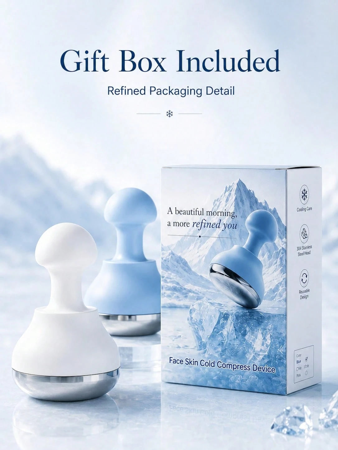 1pc Icy Cooling Facial Tool, Icy Massage Device, Suitable For Daily Care, Morning Skincare, Bathroom, Vanity, Travel, SPA Use, Self-Care Gift And Beauty Gift Idea