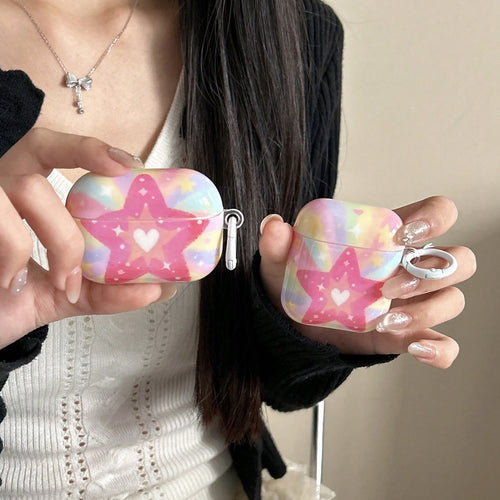 1pc IMD Material Star Design Fashionable Apple Earphone Protective Case, Scratch-Resistant, Wear-Resistant, Non-Fading, Strong Protection, Dust-Proof, Stylish And Beautiful, Suitable For Teenagers And