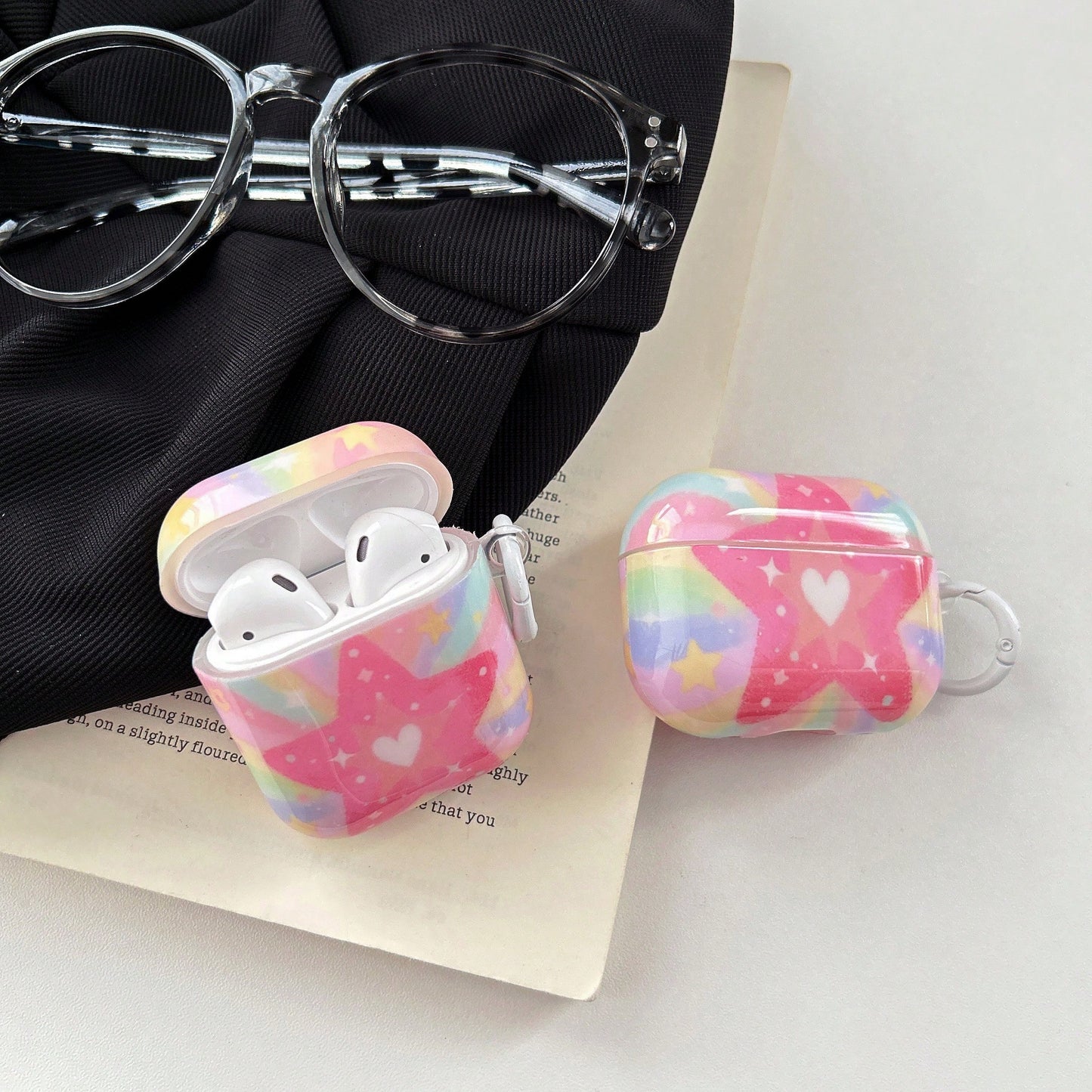 1pc IMD Material Star Design Fashionable Apple Earphone Protective Case, Scratch-Resistant, Wear-Resistant, Non-Fading, Strong Protection, Dust-Proof, Stylish And Beautiful, Suitable For Teenagers And