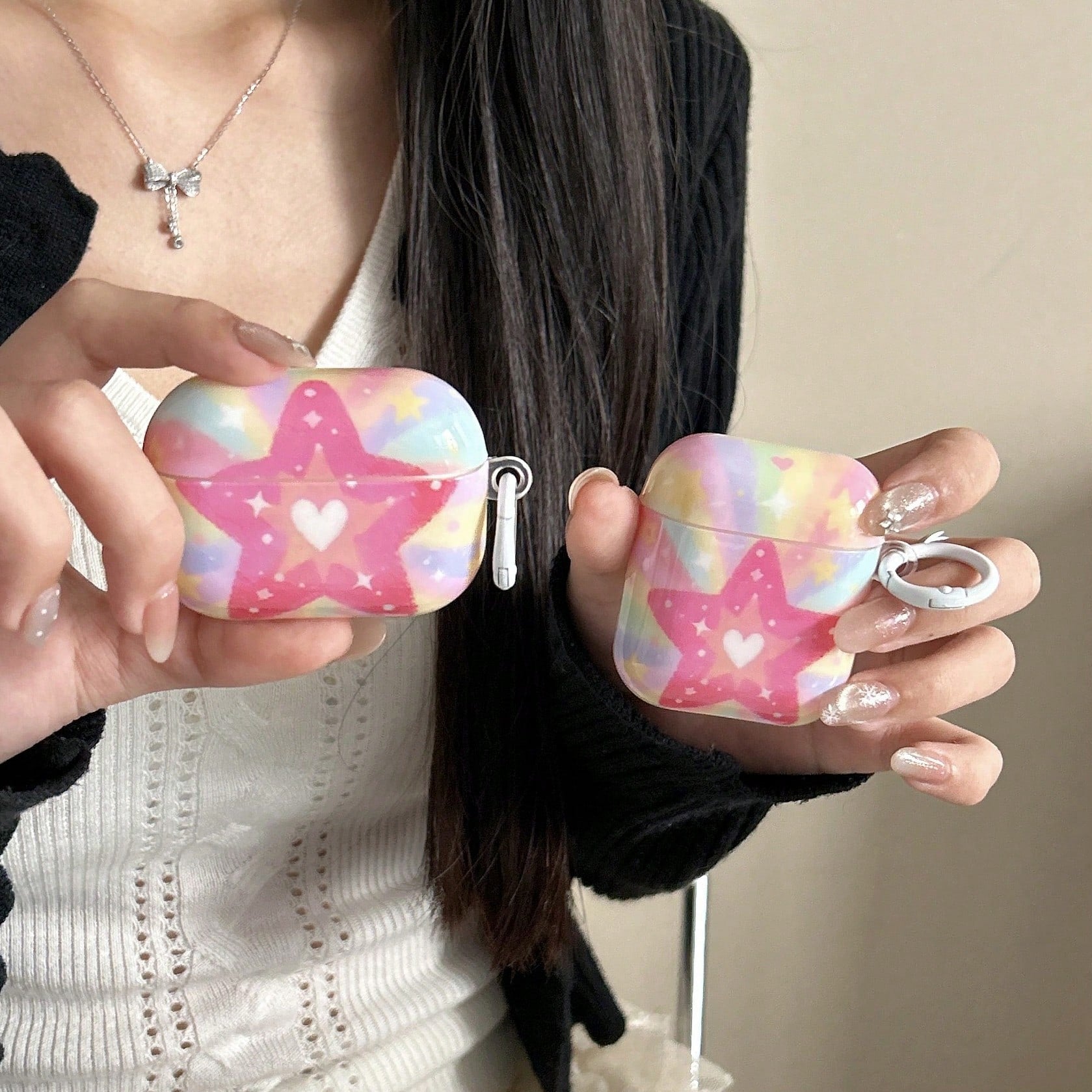 1pc IMD Material Star Design Fashionable Apple Earphone Protective Case, Scratch-Resistant, Wear-Resistant, Non-Fading, Strong Protection, Dust-Proof, Stylish And Beautiful, Suitable For Teenagers And
