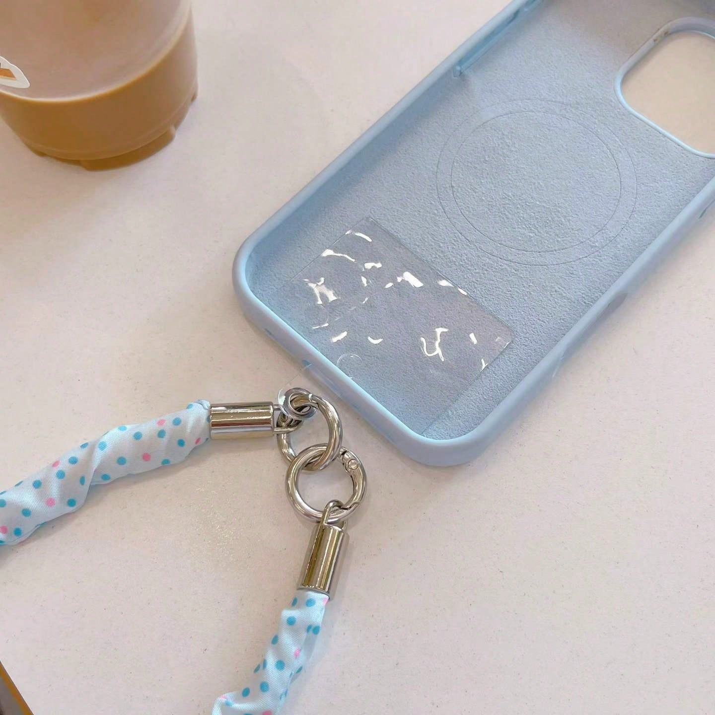 1pc INS Style Korean Dopamine Polka Dot Pleated Wrist Strap Phone Lanyard Fashion Versatile Bag Charm Short Phone Case Earphone