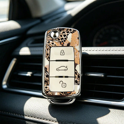 1pc Key Cover- Print,Suitable For Jetta Mk6, Polo Mk5, Golf Mk6, Tiguan Mk1, Passat B7, Passat NMS, Caddy Mk3, Beetle, Amarok, Touran Mk1. Advanced Soft-Touch, Does Not Block Signal, Unisex.