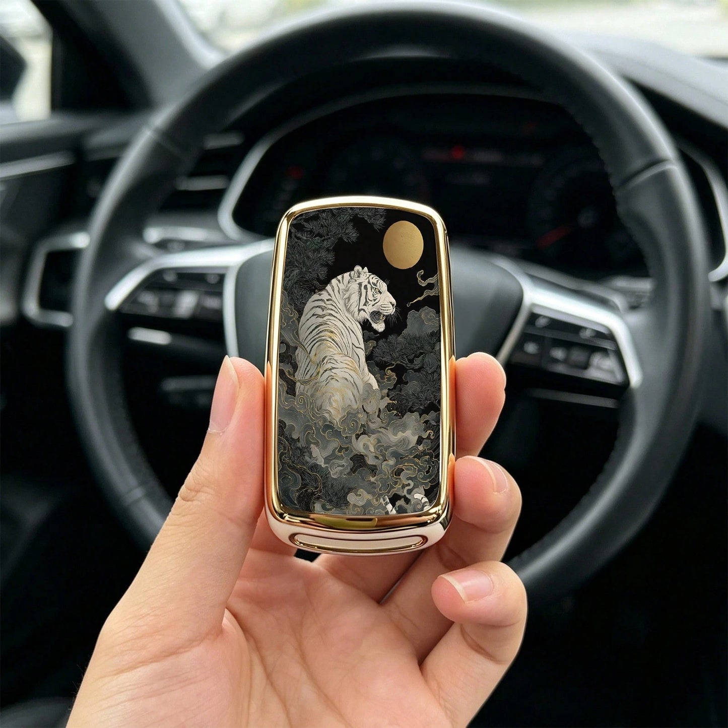 1pc Key Cover- Print,Suitable For Jetta Mk6, Polo Mk5, Golf Mk6, Tiguan Mk1, Passat B7, Passat NMS, Caddy Mk3, Beetle, Amarok, Touran Mk1. Advanced Soft-Touch, Does Not Block Signal, Unisex.