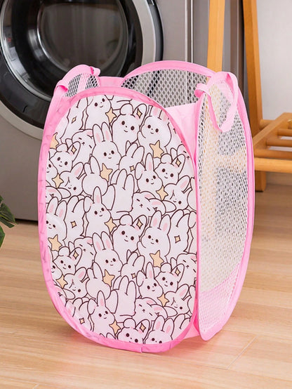 1pc Kids Cartoon Pattern Foldable Dirty Clothes Storage Basket, Bathroom Laundry Hamper, Children's Room Organizer Bin