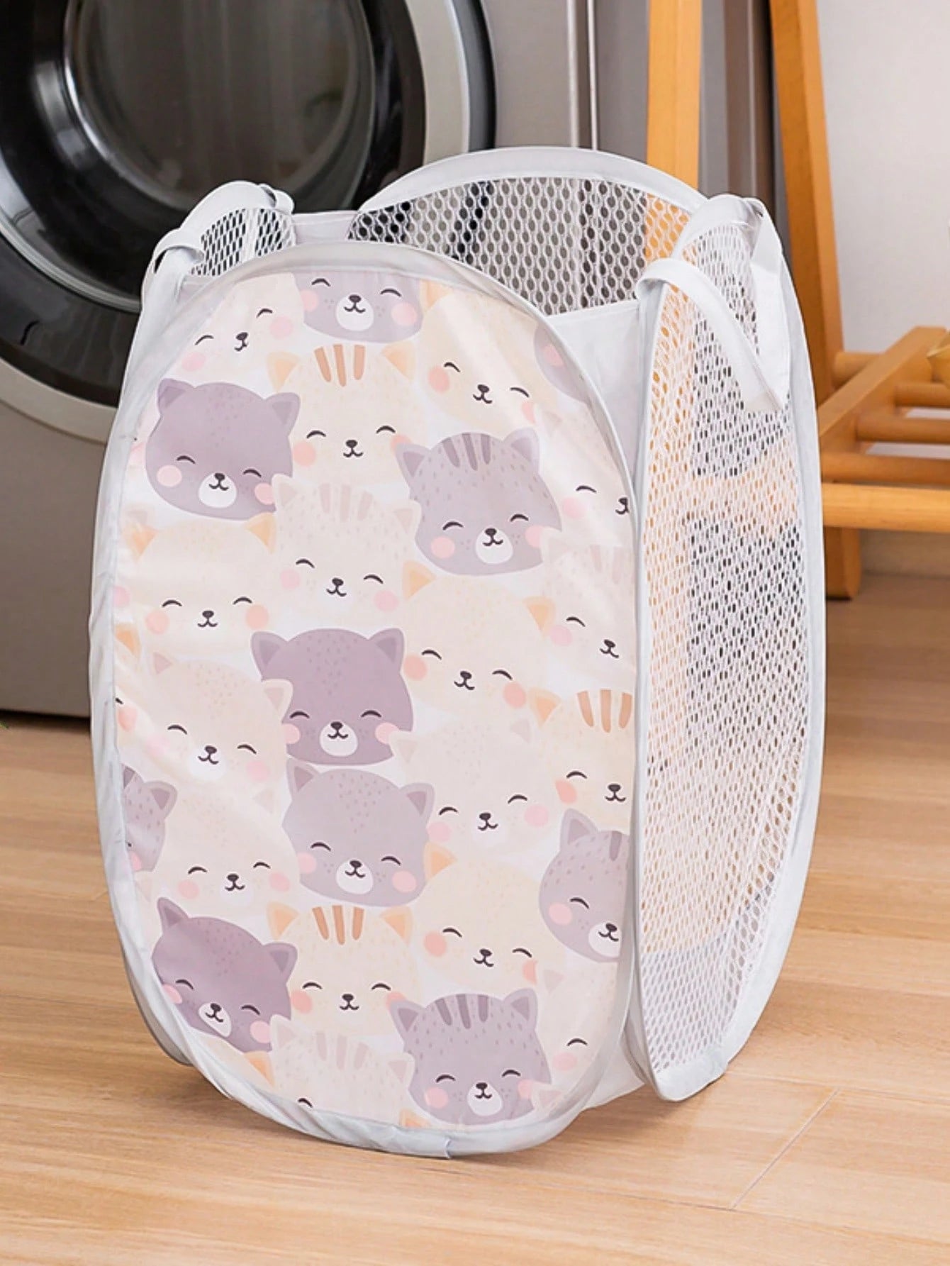 1pc Kids Cartoon Pattern Foldable Dirty Clothes Storage Basket, Bathroom Laundry Hamper, Children's Room Organizer Bin