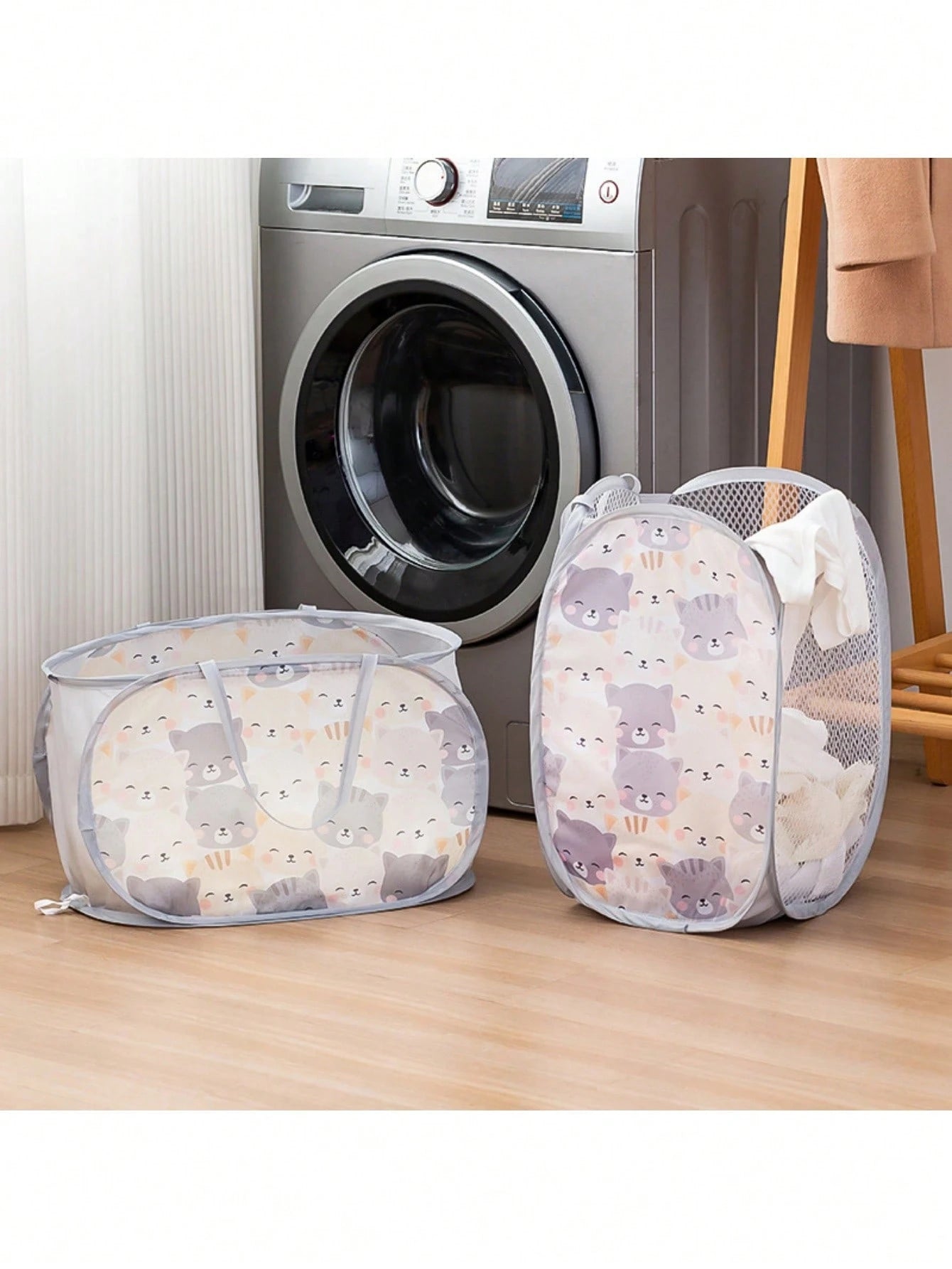 1pc Kids Cartoon Pattern Foldable Dirty Clothes Storage Basket, Bathroom Laundry Hamper, Children's Room Organizer Bin