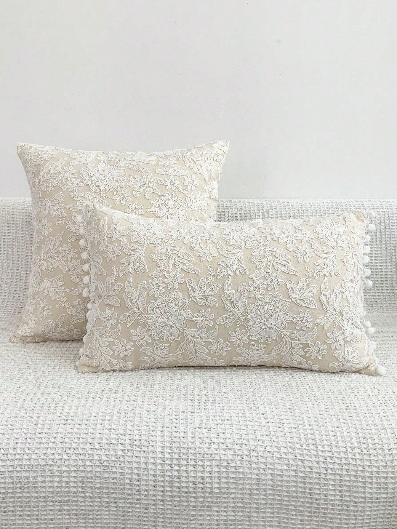 1pc Lace Embroidered Faux Fur Decorative Throw Pillow/Lumbar Pillow Cover, For Bedroom, Living Room, Sofa