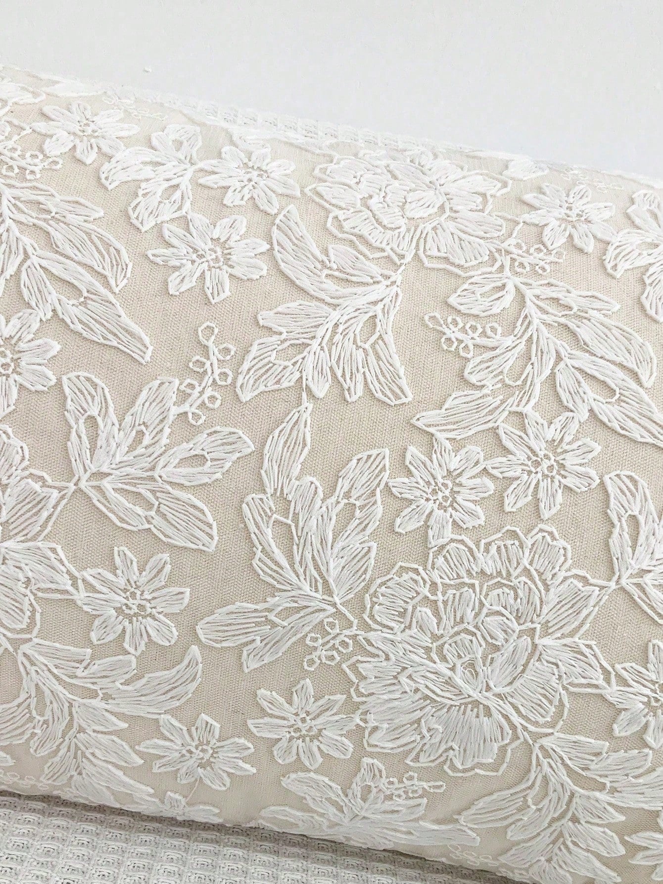 1pc Lace Embroidered Faux Fur Decorative Throw Pillow/Lumbar Pillow Cover, For Bedroom, Living Room, Sofa