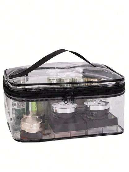 1pc Large Capacity Portable Transparent Square Cosmetic Bag, Best-Selling Waterproof Makeup Bag, Portable Cosmetic Tool Bag, Portable Travel Clutch, Women's Organizer Pouch, Women's Gift, Christmas Gi