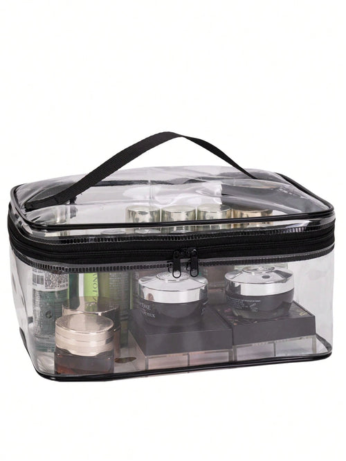 1pc Large Capacity Portable Transparent Square Cosmetic Bag, Best-Selling Waterproof Makeup Bag, Portable Cosmetic Tool Bag, Portable Travel Clutch, Women's Organizer Pouch, Women's Gift, Christmas Gi