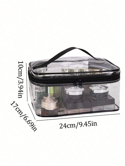 1pc Large Capacity Portable Transparent Square Cosmetic Bag, Best-Selling Waterproof Makeup Bag, Portable Cosmetic Tool Bag, Portable Travel Clutch, Women's Organizer Pouch, Women's Gift, Christmas Gi