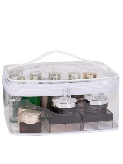 1pc Large Capacity Portable Transparent Square Cosmetic Bag, Best-Selling Waterproof Makeup Bag, Portable Cosmetic Tool Bag, Portable Travel Clutch, Women's Organizer Pouch, Women's Gift, Christmas Gi